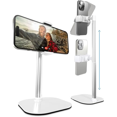 COOPER ChatStand, Adjustable Cell Phone Stand for Desk, Phone Stand for Recording, iPhone Holder for Filming, Small Tripod for iPhone, Fits Samsung, Android Smartphones, (Frost White) - color: B - Frost White