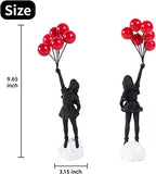 Flying Balloons Girl Statue,Resin Figure Sculpture Crafts Ornament Modern Art Sculptures for Home Decor,Anti-war Theme - style: Modern-6balloon
