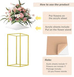 15.75inch 2 pcs Column Vases Gold Centerpieces for Table Metal Flower Stand Gold Wedding Centerpieces for Tables Party Floral Stands for Flowers - size: 15.75 Inches - 2 pcs