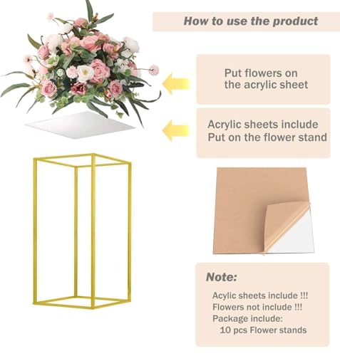 15.75inch 2 pcs Column Vases Gold Centerpieces for Table Metal Flower Stand Gold Wedding Centerpieces for Tables Party Floral Stands for Flowers - size: 15.75 Inches - 2 pcs