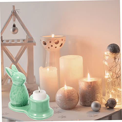 Alipis Rabbit Candlestick Vintage Candle Holder for Candle Easter Bunny Present Pillar Candles Holders Egg Stands Dining Table Decor Candle Holder Table Decor Ornaments Ceramics Spa Banquet