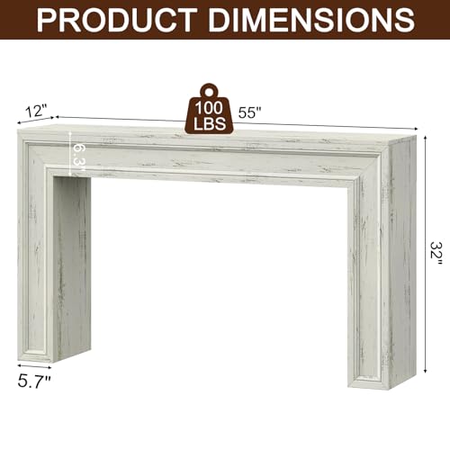 Rresyet 55 Inch Long Console Table, Sofa Table Behind Sofa, Wooden Entryway Table, Farmhouse Entryway Table for Entry, Hallway, Living Room (White) - color: White