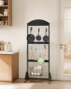 CHOEZON Grid Wall Panel 5.7’ x 2’ FT Grid Display Rack, Movable Gridwall Display Stand with Wheels, Sturdy Floorstanding Wire Grid Rack with 4 S-Shaped Hooks and 4 Garment Hooks, Black TCJ17BB - color: Black