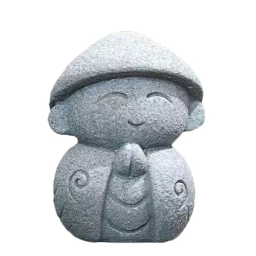 livelyfish Japanese Monk Statue Praying Zen Sandstone Mini Buddha Statues Asian Garden Sculptures for Wealth Good Luck Feng Shui Home Decor, G - color: G