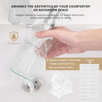 Glass Soap Dispenser - Dish Hand Soap Dispenser Set for Kitchen, Bathroom Soap Lotion Dispenser with 304 Rust Proof Pump, Tray, Clear Bottle/Silver Pump - color: Clear Bottle/Brushed Silver Pump + Tray + Funnel