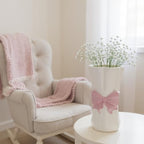 Bow Flower vase, Bow vase for Flowers, Pink Bow Ceramic Vase – Cute Vase with Shiny Glaze, Modern vase Decor (Pink Bow)