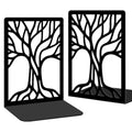2 Pcs Black Bookends, Sturdy Metal Bookends for Shelves Decorative Book Organizer with Unique Tree Design for Home Library Office Desk - style: Abstract Tree