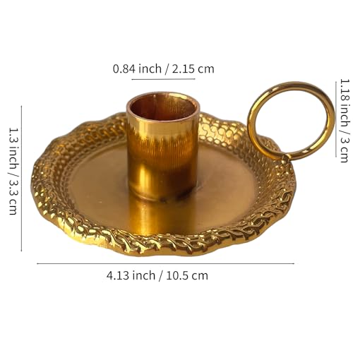 Taper Candle Holders Set of 2 Vintage Candlestick Holders Candlelight Stand with Handle for Home Wedding Table Decor (Gold) - color: Gold