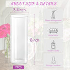 7pcs Glass Cylinder Vases for Centerpieces - 8 Inch Tall Glass Vases for Flower, Clear Flower Vase Bulk Floating Candle Vase for Table Centerpiece Wedding Home Décor - size: 7 Pack 8 Inch