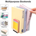 AnyDesign 6Pcs Back to School Wood Bookends Non Skid Book Stoppers Composition Notebook Pencil Crayon Apples Wooden Book Stands for Heavy Books Home Office School Library