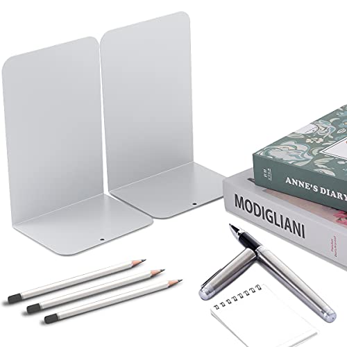 MSDADA Bookends, 4 Pairs/8pcs, White Metal, Modern Minimalist Style, Office & Book Shelves - color: White