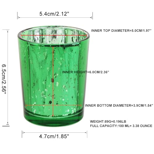 Green Mercury Glass Tea Light Holders Set of 36 - Elegant Votive Candle Holders for Weddings, Showers and Home Decor - Perfect for Table Centerpieces and Parties (Glass, Green) - color: Green