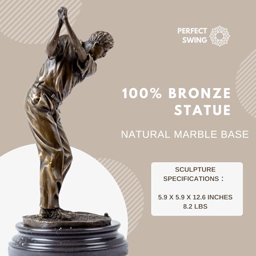 12.6'' Golf Man Bronze Statue, Classical Golfer Bronze Figurine Sculpture Ornament with Marble Base Modern Art Crafts for Home Office Decor Gift - size: 12.6" Man