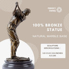 12.6'' Golf Man Bronze Statue, Classical Golfer Bronze Figurine Sculpture Ornament with Marble Base Modern Art Crafts for Home Office Decor Gift - size: 12.6" Man