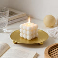 Plate Candle Holder - Gold Candle Holders for Pillar Candles, Small Candle Tray Pillar Candle Holder Plate Metal Candle Stand for Coffee Table Decor, Wedding, Party, Home Decor