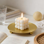 Plate Candle Holder - Gold Candle Holders for Pillar Candles, Small Candle Tray Pillar Candle Holder Plate Metal Candle Stand for Coffee Table Decor, Wedding, Party, Home Decor