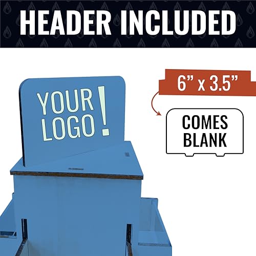 Rotating Display Stand, 3 Tier Wooden Organizer, 4-Sided Display Rack, 360 degree Spinning Multi-Pocket Tabletop Display Stand for Coasters, Stickers, Retail, Showcase, Tradeshow, 17”H, Blue - style: BLUE