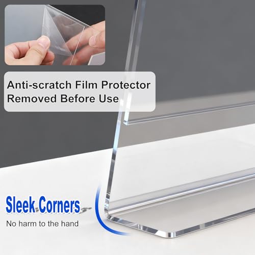 Acrylic Sign Holder 4 x 6 Horizontal, L-Shape Clear Plastic Display Stand for Tabletop, Acrylic Stands for Flyers, Table Paper Holder, Vertical Sign Holder 4x6 for Restaurants, Office and School (Slant 6 Pack 6x4) - size: Slant 6 Pack 6x4