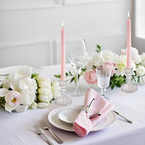 Glass Candlestick Holder,Striped Taper Candle Holders,Set of 6 Candle Stand for Table Centerpieces, Home Decor,Weddings,Festival and Parties (Clear Dimond Pattern) - color: Clear Dimond Pattern