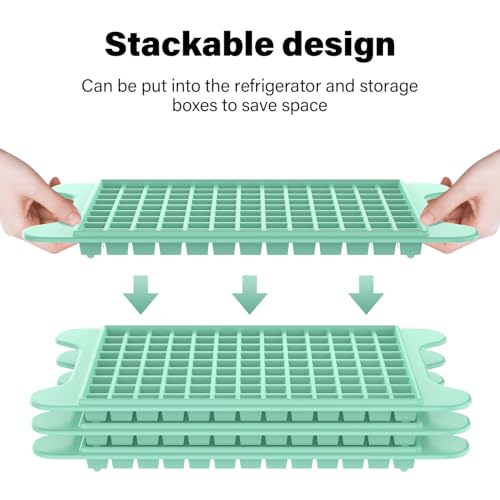 Mini Ice Cube Tray for Freezer: FDDBI Small Ice Trays for Freezer with Bin - 117×4PCS Easy Release Nugget Ice Tray - Crushed Ice Tray with Container - color: Green