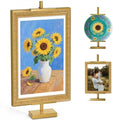 Adjustable Tabletop Easel Stand, Picture Easels for Display Up to 29" H, Metal Picture Frame Holder Stand Table for Art, Photo (Gold) - color: gold