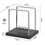 SEVNPRIME 5 Large Beads Newton's Cradle Balance Balls Desk Toys Office Decorations with Black Wooden Base Desk Balance Balls Fun Science Physics Toys for Office/Bedroom/Living Room