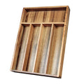KITEISCAT Acacia Wood Silverware Organizer, Kitchen Utensil Drawer Organizer for Forks, Knives & Spoons, 5-Compartment Cutlery Tray, Flatware Holder - size: 5 Compartments