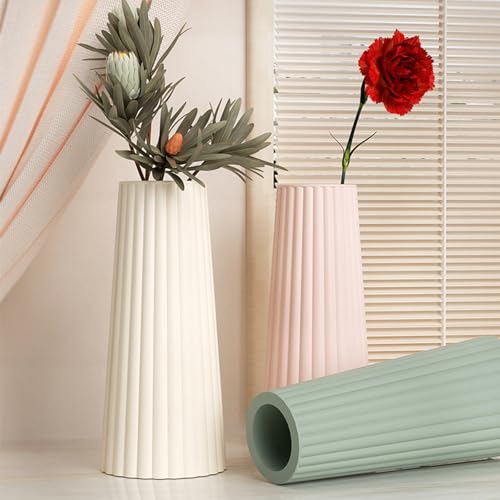 Wehous Silicone Vase Molds for Resin Concrete, Striped Tall Flower Vase Epoxy Resin Casting Mold, Display Ornament Molds for Resin Cement Plaster, Container Storage Mold DIY Art Craft Home Decor