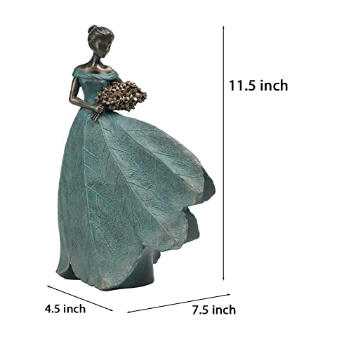 Guichifun Fairy Statue Collection Home Decoration - Leaf Angel Girls Resin Modern Table Decor for Living Room Office Sculpture Decor for Women Indoor Rustic Figurines Gift 5 x 3 x 7.5 Inch - color: Green-flower, size: Small