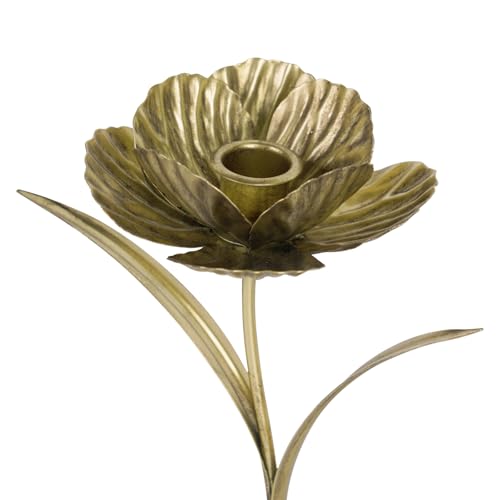 NIKKY HOME Tulip Taper Candle Holders Set of 2, Vintage Elegant Flower Shaped Metal Candlestick for Table Centerpieces, Wedding Decor and Dinner Party, Gold - color: Gold