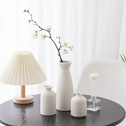 CEMABT White Ceramic vase Set-3 Small Flower vases for Decor,Modern Boho Farmhouse Home Decor,Decorative vase for Pampas Grass&Dried Flowers,idea Shelf,Table,Bookshelf ，Entryway- Distressed - color: 3set-white