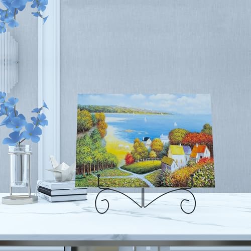 Plate Stand for Display with Hinged Folding Design, 6 Inch Picture Stands for Tables, Small Easels for Displaying Book, Art Piece, Photo and Platter, 6’’ Black