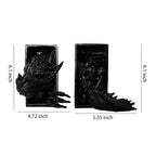 Dragon Bookends, Black Fantasy Book Nook Insert, Gothic Library Decor, Decorative Dragon Shelf Display