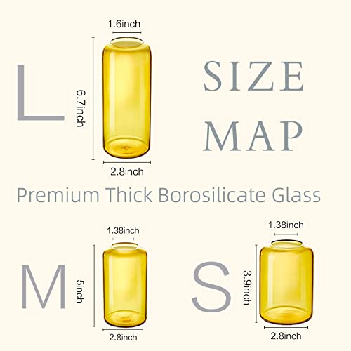 ZENS Glass Bud Vase Set of 3, Hand Blown Small Amber Bud Vases for Flower Decorative, Modern Cylinder Clear Glass Vase for Wedding,Living Room Home Décor - color: Medium Amber, size: 3pcs