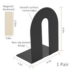 6 Pcs Metal Book Ends for Shelves, Modern Black Small Bookends Organizer, Minimalist Book Stopper & Invisible Metal Book Ends for Home Office Décor