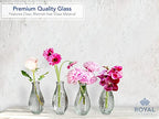 Royal Imports Clear Glass Bottle Bud Vase, Small Single Stem Flower Centerpiece, Mini Decorative Floral Jars, Rustic Farmhouse Home Decor, Kitchen, Fireplace, Shelf, Narrow One Rose Holder, Set of 4 - size: Medium (Set of 4)