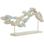 Deco 79 Polystone Fish Decorative Sculpture Textured Ombre Swimming Home Decor Statue with Stand, Accent Figurine 24" x 3" x 11", Light Blue