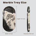 11.8 x 5.9 Inch Oval Black and White Natural Marble Tray for Bathroom Vanity, Solid Stone Perfume Organizer and Decorative Kitchen Countertop Trays