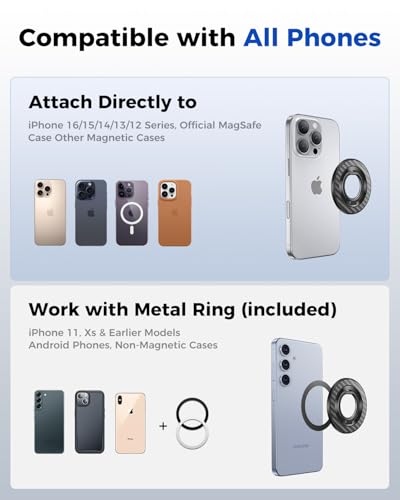 SYNCWIRE Carbon Fiber Magnetic Phone Ring Holder for MagSafe - Magnet Phone Grip Stand with 360° Rotation & Reinforced Hinge Compatible with iPhone 16 15 14 13 Pro Max Plus MagSafe Accessories - color: Single Ring-1PCS-Carbon Fiber