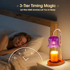 Candle Warmer Lamp Adjustable Timer Electric－Purple Flower-Shaped Wax lamp - color: Purple