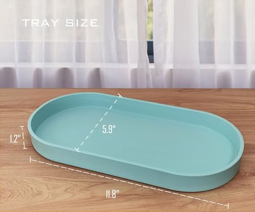 Blue Small Tray (11.8 inch), 3 Pack Oval Tray for Kitchen Counter, Bathtub Bathroom Vanity Items, Countertop Organizer, Coffee Accessory, Bar, Serving Seasoning, Salt and Pepper, Soap. - color: Blue-3 Tray, size: 11.8" x 5.9" x 1.2"