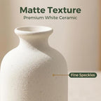 White Ceramic Bud Vase Minimalist Small Flower Vases Floral Arrangement Holder Bottle for Home Office Decor