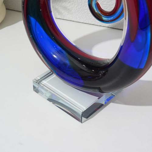 Handmade Glass Sculpture, Luxury Home Decor Art Object, Unique Decorative Tabletop Figurine for Living Room, Coffee Table, Mantel, Showroom – Modern Artistic Centerpiece (Colorful Clouds) - color: Colorful Clouds