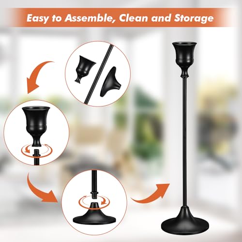 Candlestick Holders Taper Candle Holders, Set of 6 Metal Candle Holder for Candlesticks Black Candelabra Easter Vintage Candle Stick Candle Holder for Fireplace Party Dining Home - color: 6 Pack Black