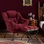 Tiita Lazy Chair with Ottoman, Red Modern Large Accent Chair, Comfy Leisure Sofa Armchair with Ottoman, Reading Chair with Footrest for Bedroom, Living Room, Dorm Rooms, Wine red - color: Burgundy