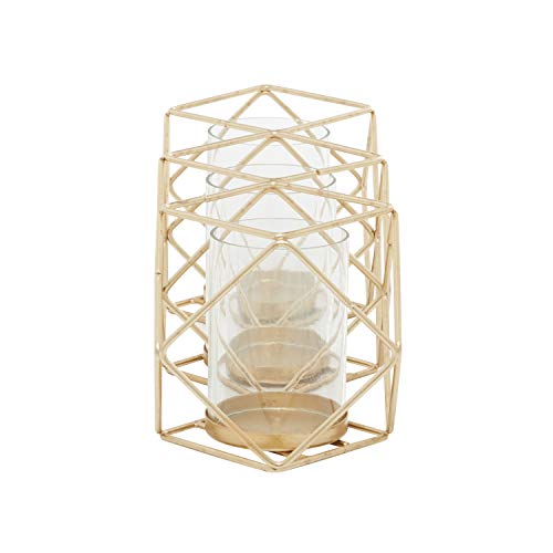 Deco 79 Modern Metal Solid Candle Holder, 15" x 5" x 5", Gold - size: 15"L x 5"W x 5"H