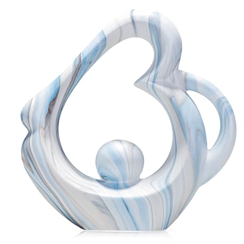 Sculptures Home Decor Ceramic Statue, Blue Sculpture Living Room Table Decor, Shelves Decor Dining Room Table Centerpieces, Abstract Art Coffee Table Decoration, Heart Decor - color: Blue Marble Heart