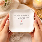 LullabyMall Luxury Custom Nurse Ring Dish, Personalized New Nurse Gift for Women, Nursing Medical School Graduation Gift, RN Gifts, Nurse Appreciation Gift 4 - color: Round