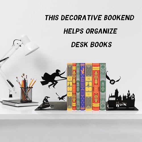 Black Magic Book Stopper - Decorative Bookends for Bookshelf - Unique Gifts for Family Friends Kids, Study Room Home Office Decor