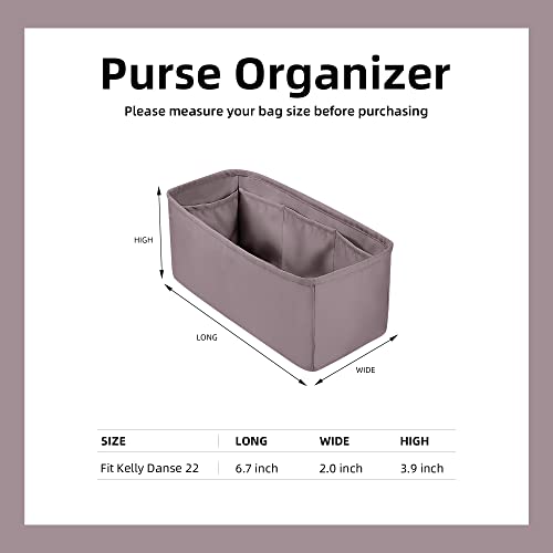 DGAZ Silk Purse Organizer Insert For Hermes Kelly Danse 22 bag，Silky Smooth Bag Organizer，Luxury Handbag & Tote Shaper（Konjac purple，22） - color: Konjac purple